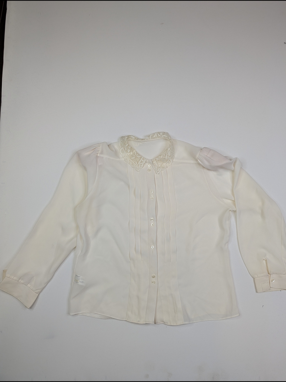VTG St.micheals Cream Blouse with Button and Label Detail